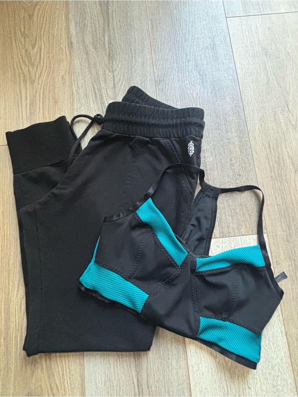 Free People Black and Teal Sports Bralette